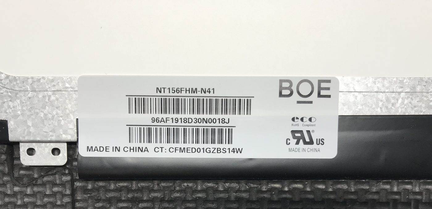 NT156FHM-N41 part-number label on the back of the panel