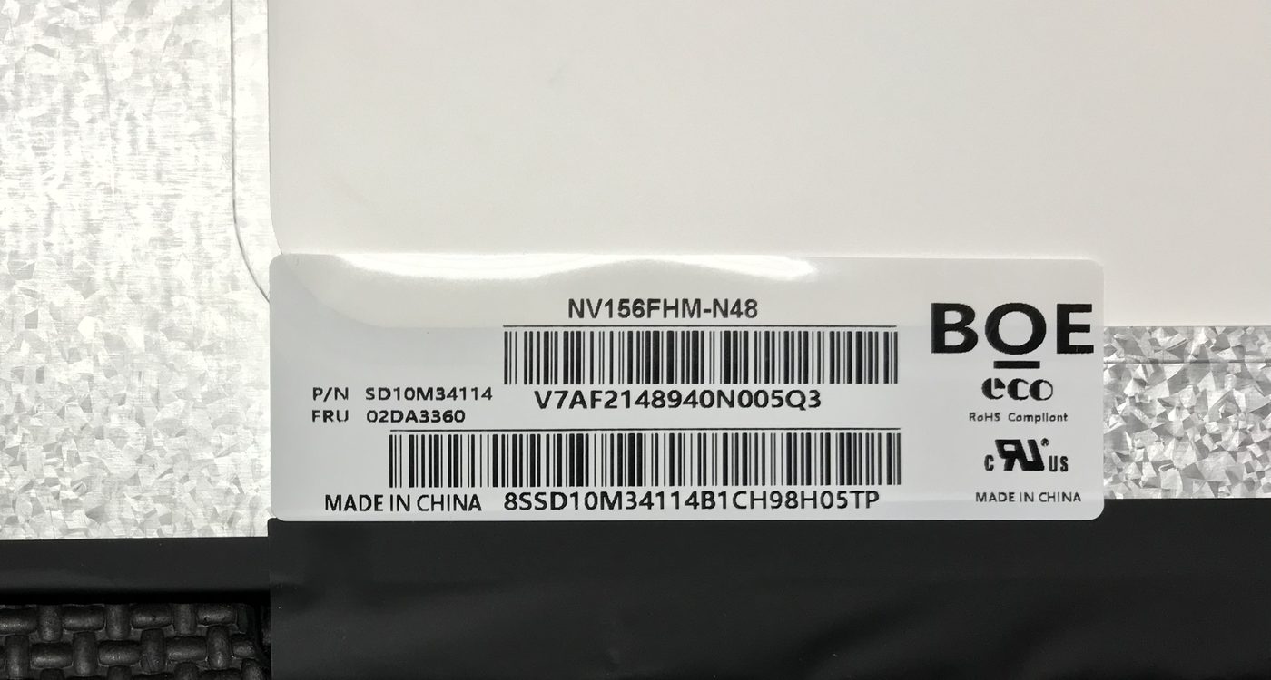 NV156FHM-N48 part-number label on the back of the panel